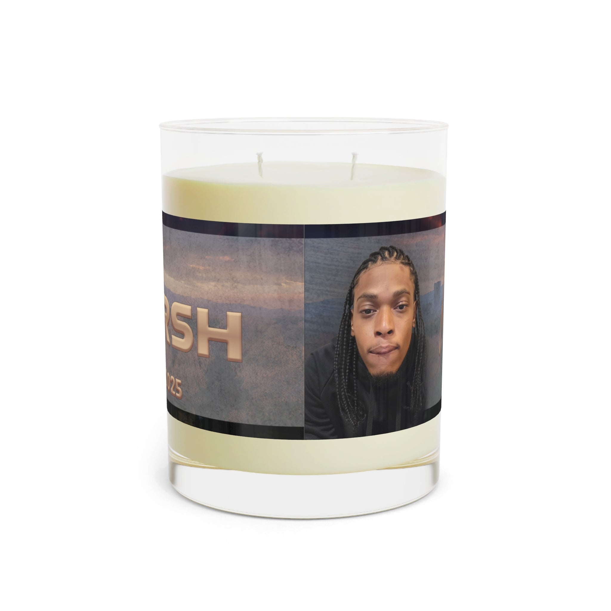 Ki Saleem Marsh Memorial Photo Candle 11oz Scented Glass Tribute