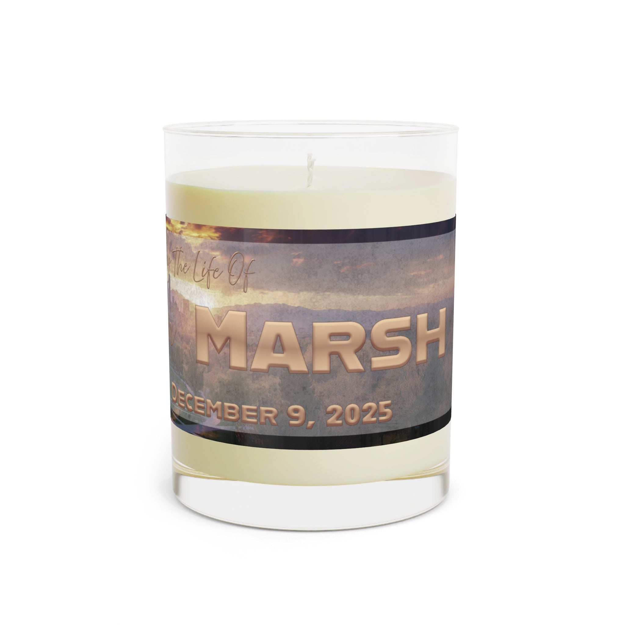 Ki Saleem Marsh Memorial Photo Candle 11oz Scented Glass Tribute