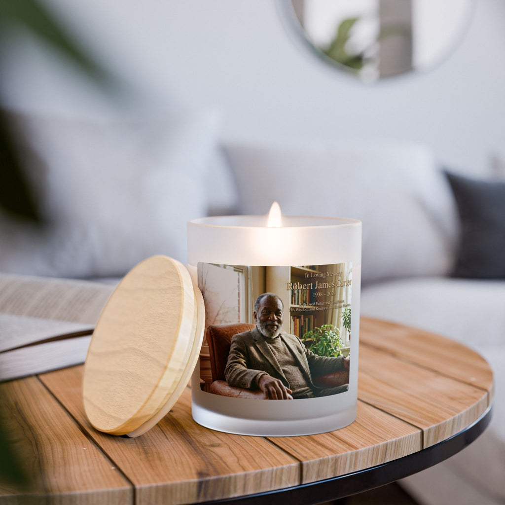 Custom Frosted Glass Memorial Candle